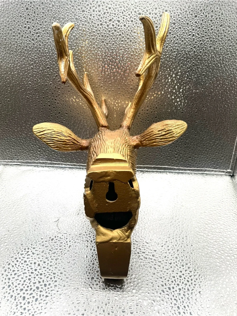 Vintage Cast Brushed Gold Metal Deer Head Wall Mount Decorative Hanger/Hook